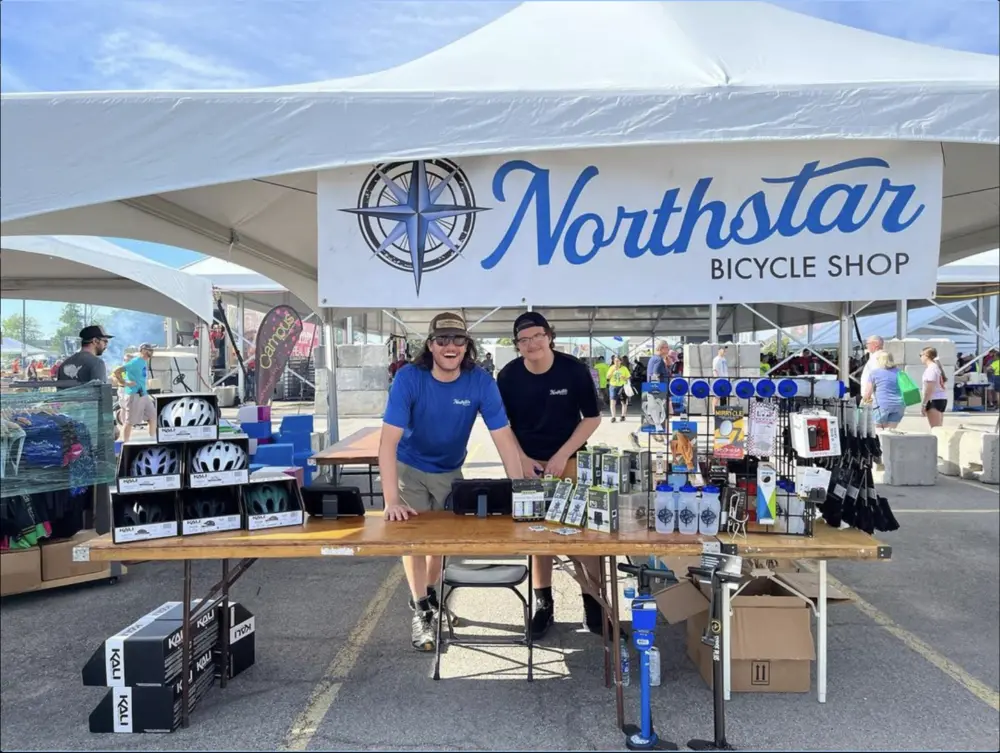 Mountain biker riding on a forest trail